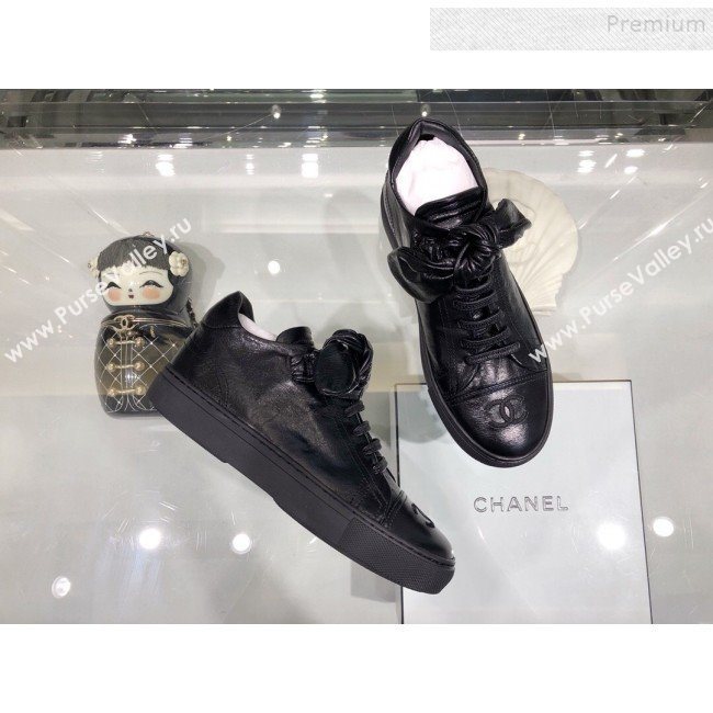 Chanel Vintage Lambskin Bow Sneakers G34919 Black 2019 (XO-9092330)
