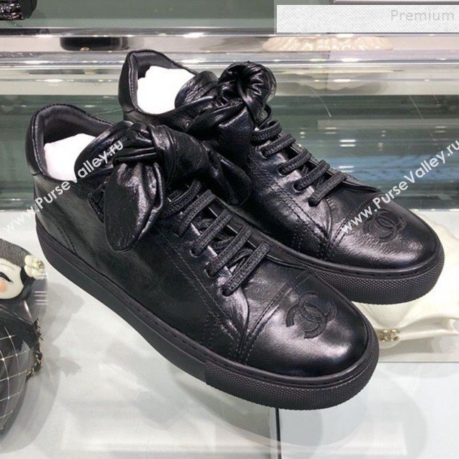 Chanel Vintage Lambskin Bow Sneakers G34919 Black 2019 (XO-9092330)