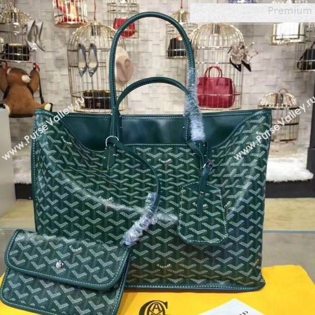 Goyard Reversible Calfskin Medium/Large Shopping Tote Bag Green (ZHENGT-9092646)