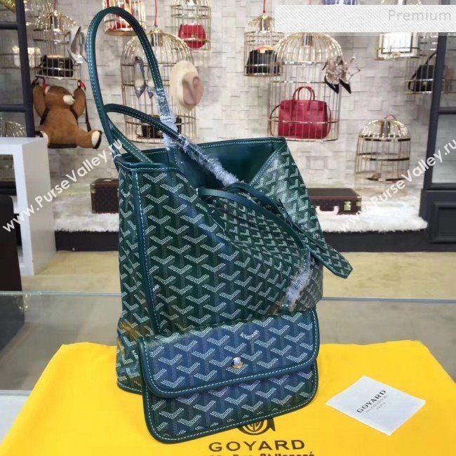 Goyard Reversible Calfskin Medium/Large Shopping Tote Bag Green (ZHENGT-9092646)