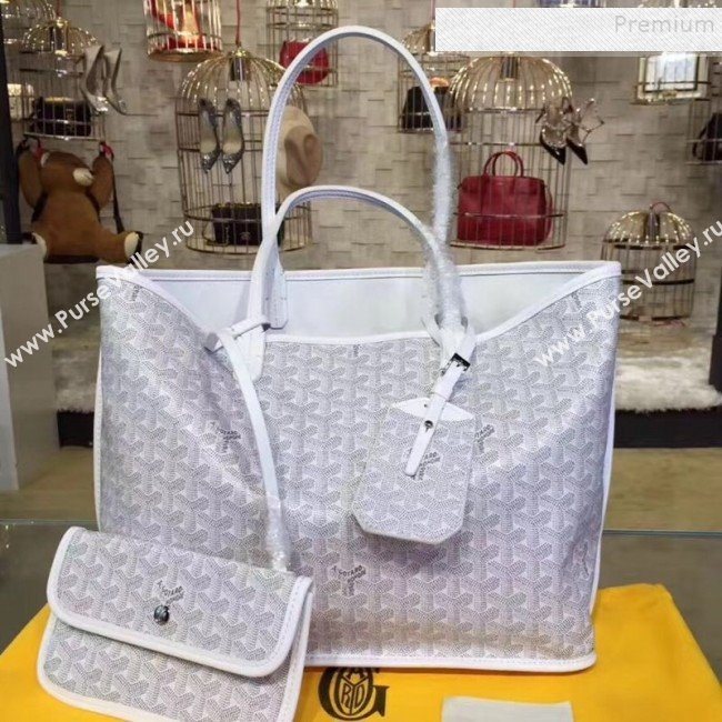 Goyard Reversible Calfskin Medium/Large Shopping Tote Bag White (ZHENGT-9092647)