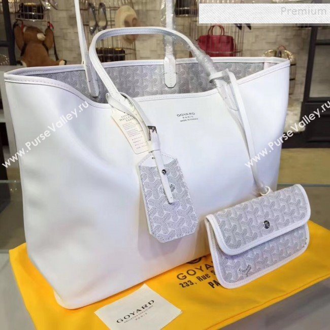 Goyard Reversible Calfskin Medium/Large Shopping Tote Bag White (ZHENGT-9092647)