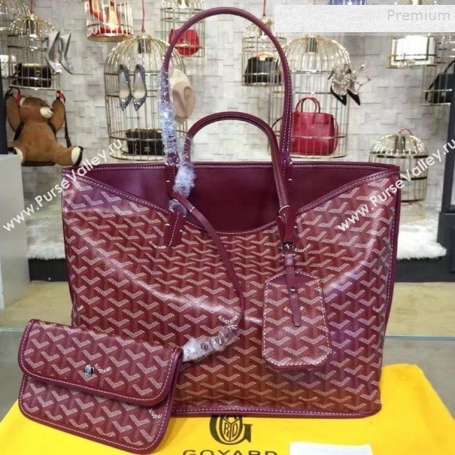 Goyard Reversible Calfskin Medium/Large Shopping Tote Bag Burgundy (ZHENGT-9092648)