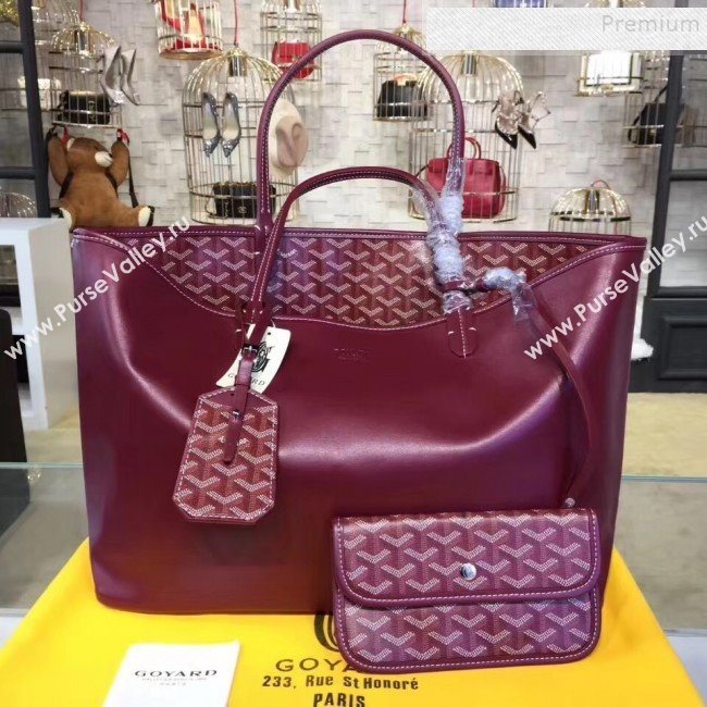Goyard Reversible Calfskin Medium/Large Shopping Tote Bag Burgundy (ZHENGT-9092648)