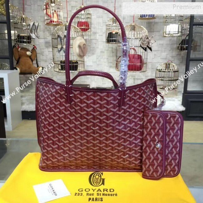 Goyard Reversible Calfskin Medium/Large Shopping Tote Bag Burgundy (ZHENGT-9092648)