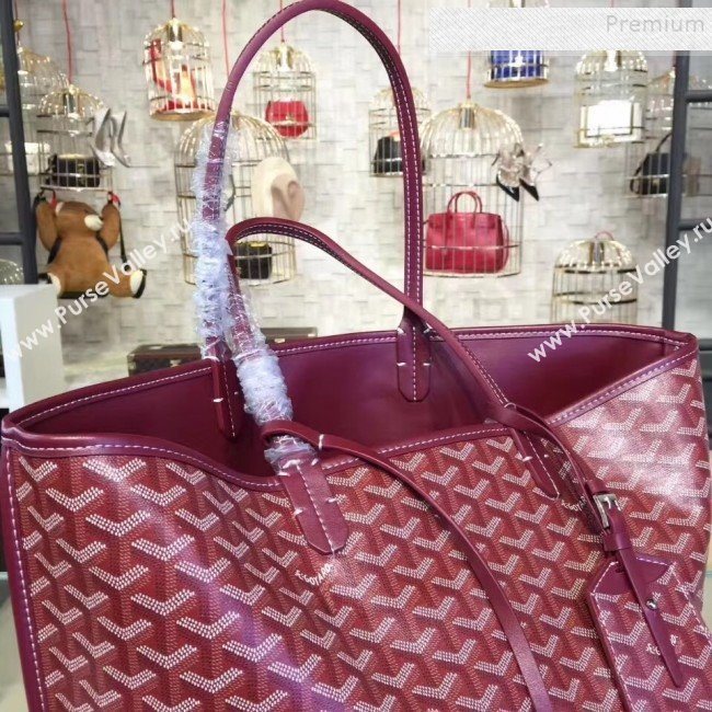 Goyard Reversible Calfskin Medium/Large Shopping Tote Bag Burgundy (ZHENGT-9092648)
