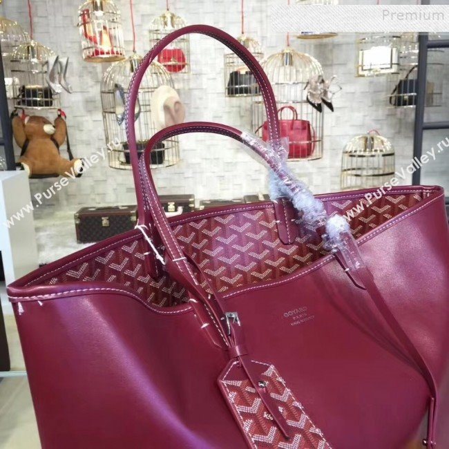 Goyard Reversible Calfskin Medium/Large Shopping Tote Bag Burgundy (ZHENGT-9092648)