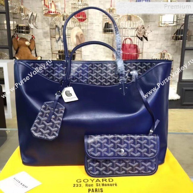 Goyard Reversible Calfskin Medium/Large Shopping Tote Bag Dark Blue  (ZHENGT-9092642)