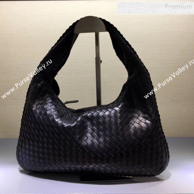 Bottega Veneta 5091 Medium Intrecciato Nappa Leatehr Shoulder Bag Black (WT-9092592)