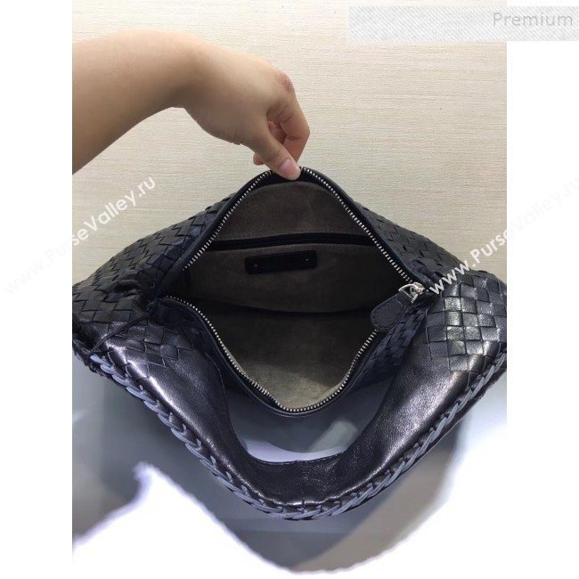 Bottega Veneta 5091 Medium Intrecciato Nappa Leatehr Shoulder Bag Black (WT-9092592)