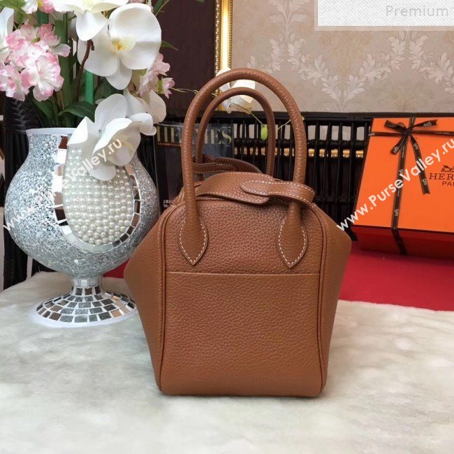 Hermes Lindy 26cm/30cm in Togo Leather with Silver Hardware Brown (Half Handmade) (AMIN-9072449)