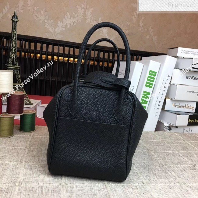 Hermes Lindy 26cm/30cm in Togo Leather with Silver Hardware All Black (Half Handmade) (AMIN-9072450)