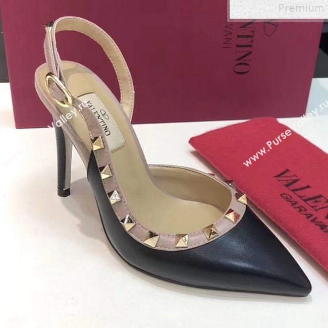 Valentino Rockstud Smooth Leather Slingback High-Heel Pump Black 2019 (XINL-9072457)