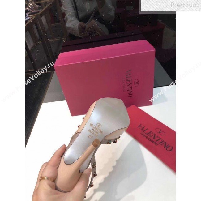 Valentino Rockstud Patent Leather Slingback High-Heel Pump Nude 2019 (XINL-9072461)