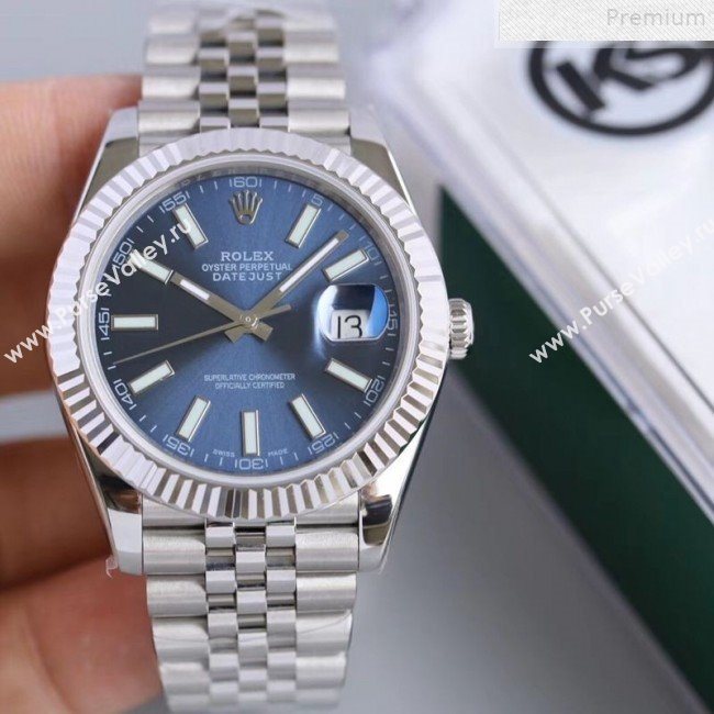 Rolex Datejust Watch 41mm Silver/Blue 04 (KN-9072561)