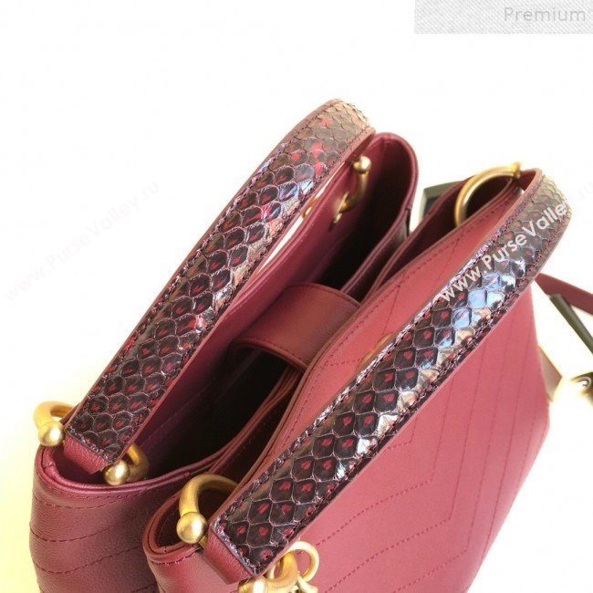 Chanel Chevron Calfskin and Snakeskin Large Zipped Shopping Bag Burgundy 2019 (YD-9072238)