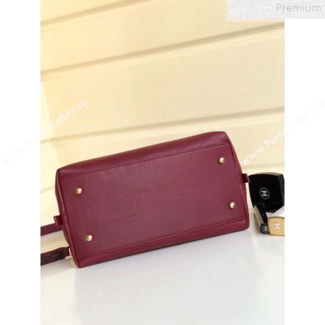 Chanel Chevron Calfskin and Snakeskin Large Zipped Shopping Bag Burgundy 2019 (YD-9072238)
