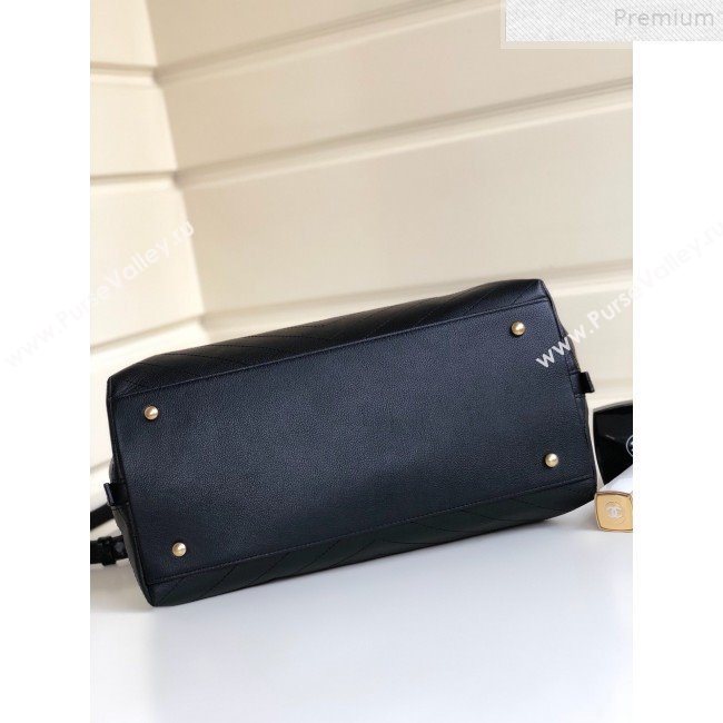 Chanel Chevron Calfskin and Snakeskin Large Zipped Shopping Bag Black 2019 (YD-9072239)