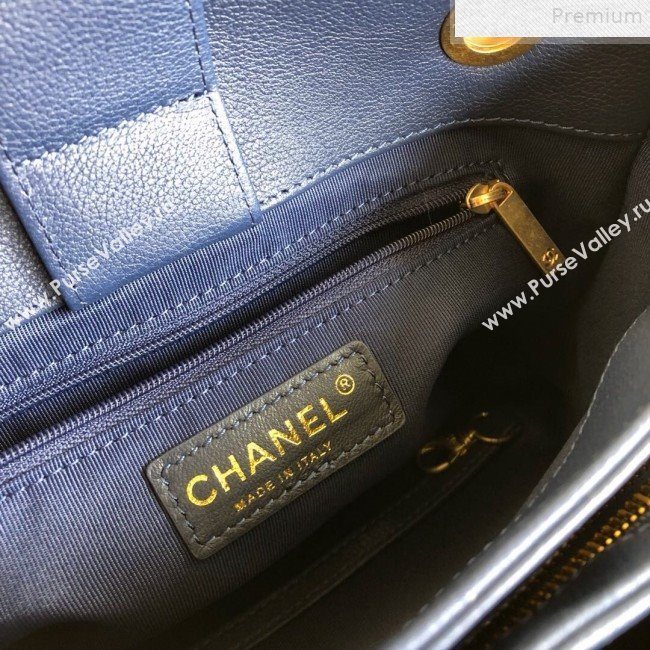 Chanel Chevron Calfskin and Snakeskin Large Zipped Shopping Bag Blue 2019 (YD-9072240)