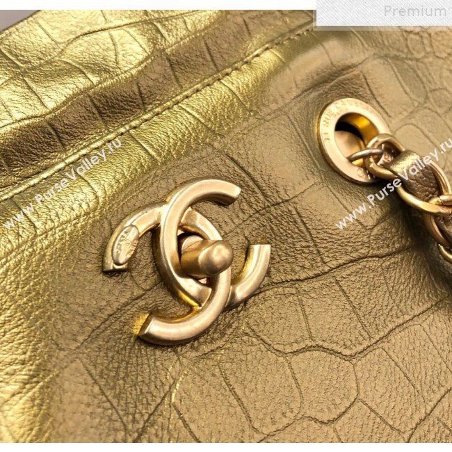 Chanel Metallic Crocodile Embossed Calfskin Large Shopping Bag AS0801 Gold 2019 (YD-9072242)