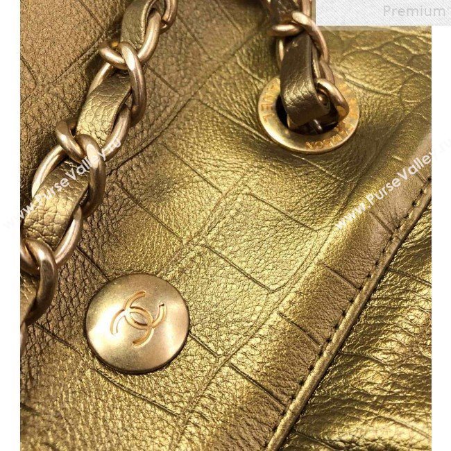 Chanel Metallic Crocodile Embossed Calfskin Large Shopping Bag AS0801 Gold 2019 (YD-9072242)
