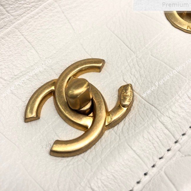 Chanel Crocodile Embossed Calfskin Large Shopping Bag AS0801 White 2019 (YD-9072244)