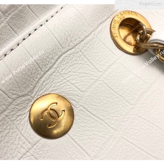 Chanel Crocodile Embossed Calfskin Large Shopping Bag AS0801 White 2019 (YD-9072244)