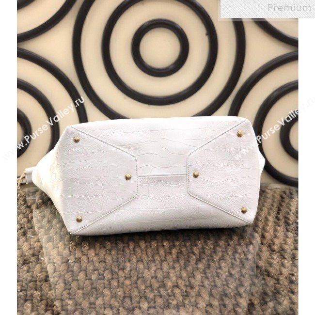 Chanel Crocodile Embossed Calfskin Large Shopping Bag AS0801 White 2019 (YD-9072244)