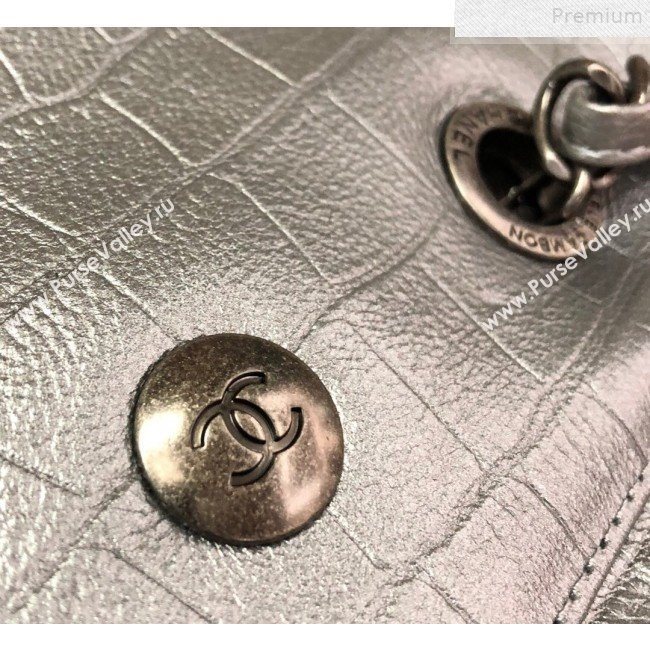 Chanel Metallic Crocodile Embossed Calfskin Large Shopping Bag AS0801 Silver 2019 (YD-9072243)