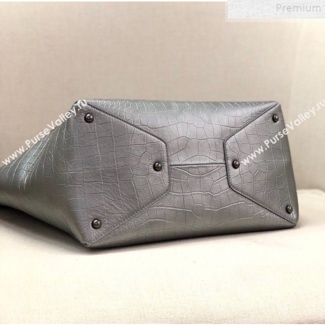 Chanel Metallic Crocodile Embossed Calfskin Large Shopping Bag AS0801 Silver 2019 (YD-9072243)