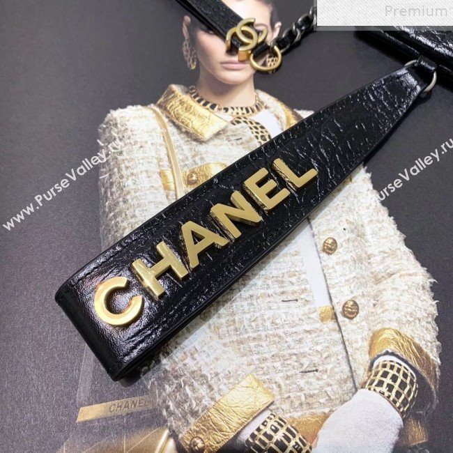 Chanel Crocodile Embossed Calfskin Large Pouch A86036 Black 2019 (KAIS-9072264)