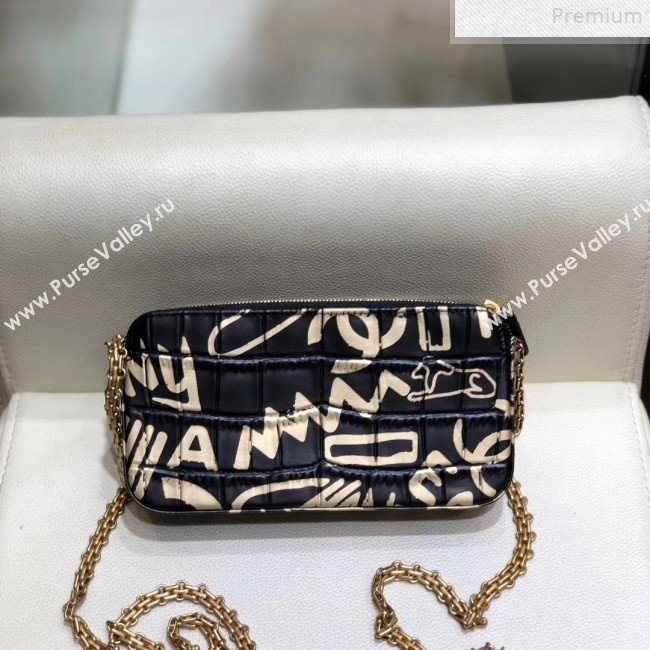 Chanel Crocodile Embossed Graffiti Printed Leather 2.55 Clutch with Chain AP0583 2019 (SMJD-9072302)