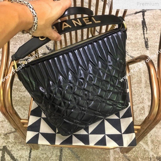 Chanel Quilted Calfskin Large Hobo Top Handle Bag AS0845 Black 2019 (JDH-9072231)