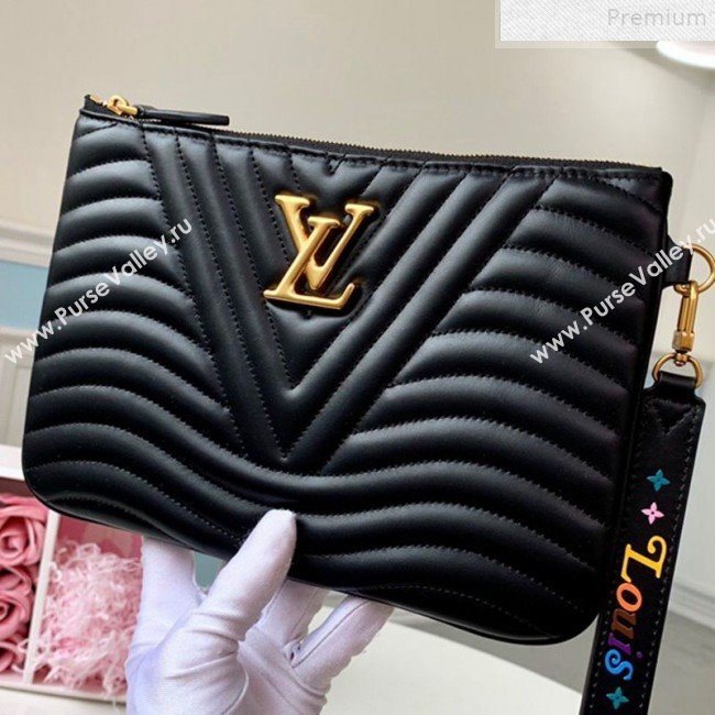 Louis Vuitton New Wave Zip Pochette Pouch M63943 Black 2019 (LVSJ-9072368)