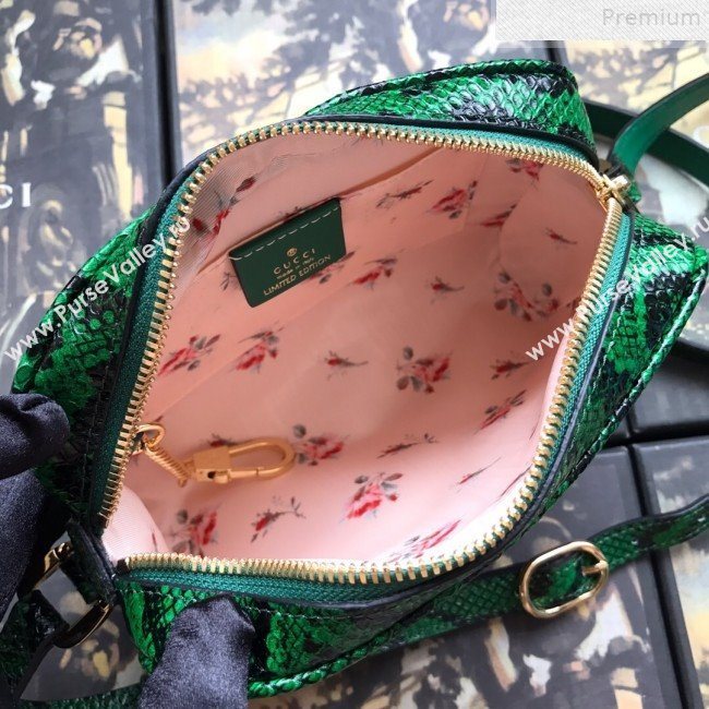 Gucci Ophidia Straw-Effect Fabric and Snakeskin Mini Shoulder Bag 574493 Beige/Green 2019 (DLH-9072402)