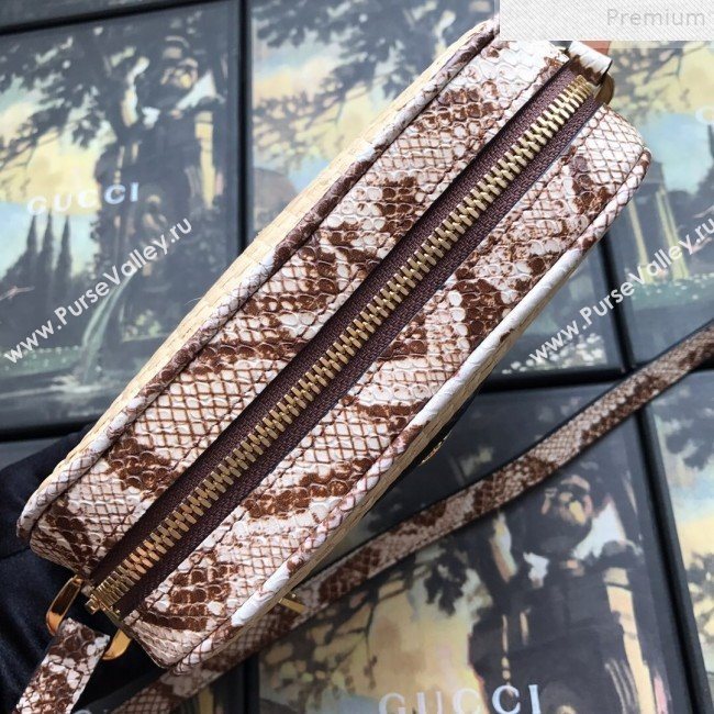 Gucci Ophidia Straw-Effect Fabric and Snakeskin Mini Shoulder Bag 574493 Beige/Brown 2019 (DLH-9072401)