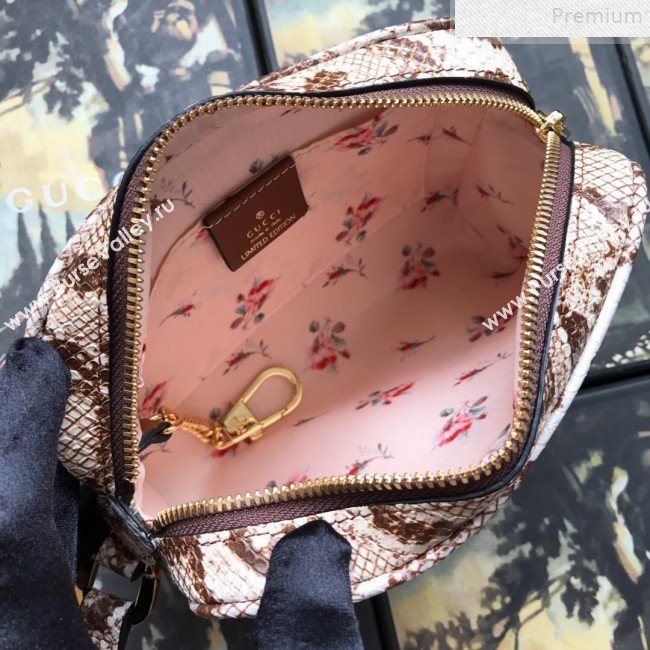 Gucci Ophidia Straw-Effect Fabric and Snakeskin Mini Shoulder Bag 574493 Beige/Brown 2019 (DLH-9072401)