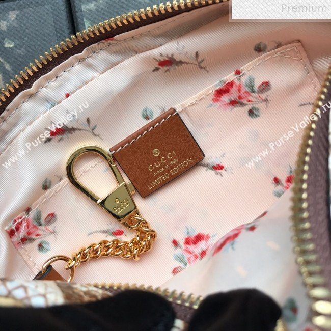 Gucci Ophidia Straw-Effect Fabric and Snakeskin Mini Shoulder Bag 574493 Beige/Brown 2019 (DLH-9072401)