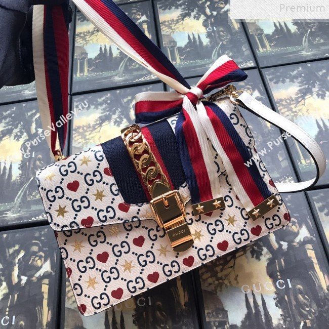 Gucci Sylvie GG Heart Star Small Shoulder Bag 524405 2019 (DLH-9072403)
