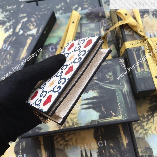 Gucci Leather GG Heart Star Card Case on Chain 573050 2019 (DLH-9072405)