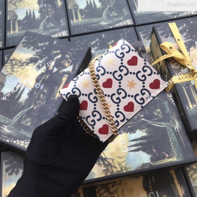 Gucci Leather GG Heart Star Card Case on Chain 573050 2019 (DLH-9072405)