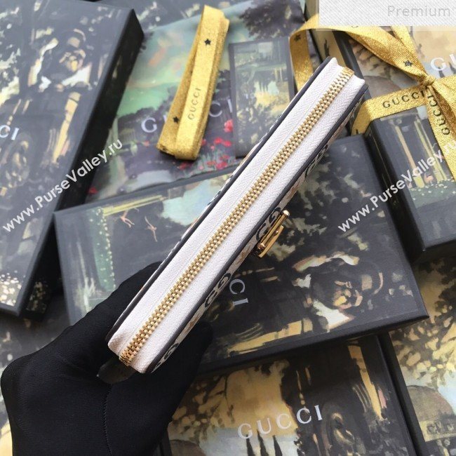 Gucci Sylvie Leather GG Heart Star Zip Around Wallet 476083 2019 (DLH-9072407)