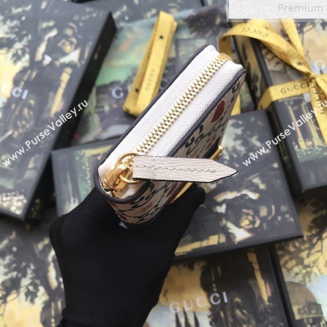 Gucci Sylvie Leather GG Heart Star Zip Around Wallet 476083 2019 (DLH-9072407)