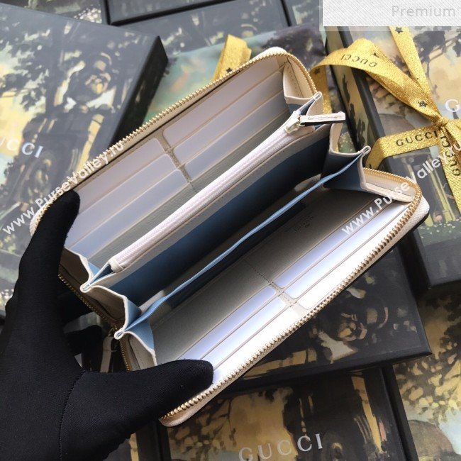 Gucci Sylvie Leather GG Heart Star Zip Around Wallet 476083 2019 (DLH-9072407)