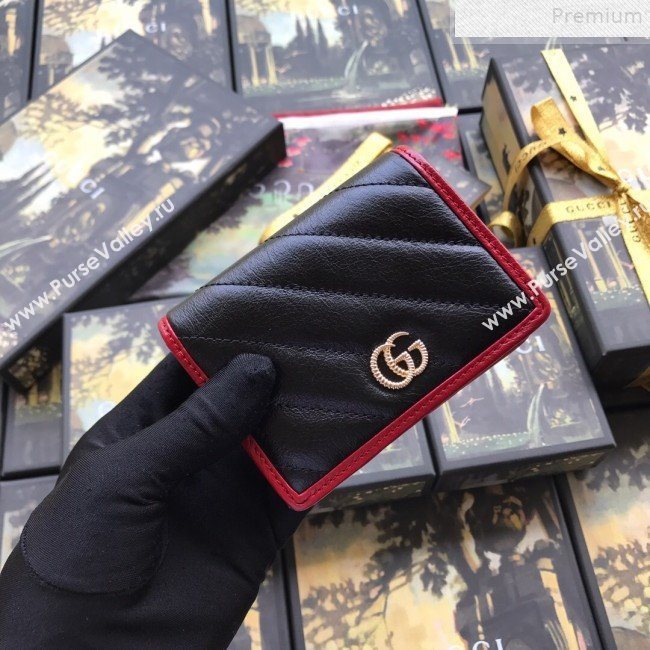 Gucci GG Diagonal Marmont Leather Card Case Wallet 573811 Black 2019 (DLH-9072409)