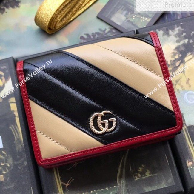 Gucci GG Diagonal Marmont Leather Card Case Wallet 573811 Beige 2019 (DLH-9072410)