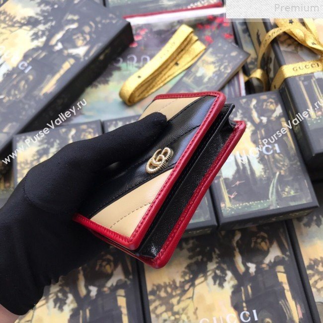 Gucci GG Diagonal Marmont Leather Card Case Wallet 573811 Beige 2019 (DLH-9072410)