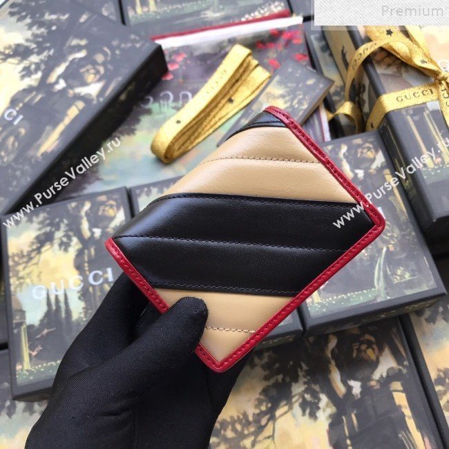 Gucci GG Diagonal Marmont Leather Card Case Wallet 573811 Beige 2019 (DLH-9072410)