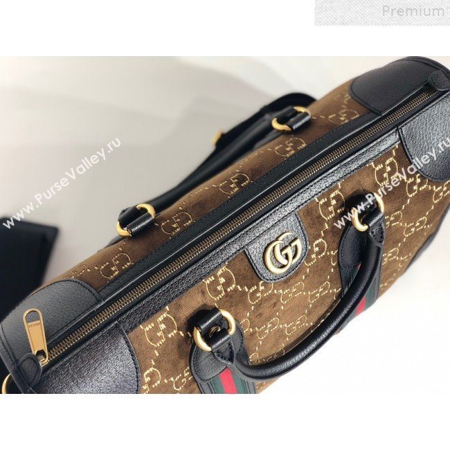 Gucci Medium GG Velvet Duffle Travel Bag 574966 Brown 2019 (BLWX-9072414)