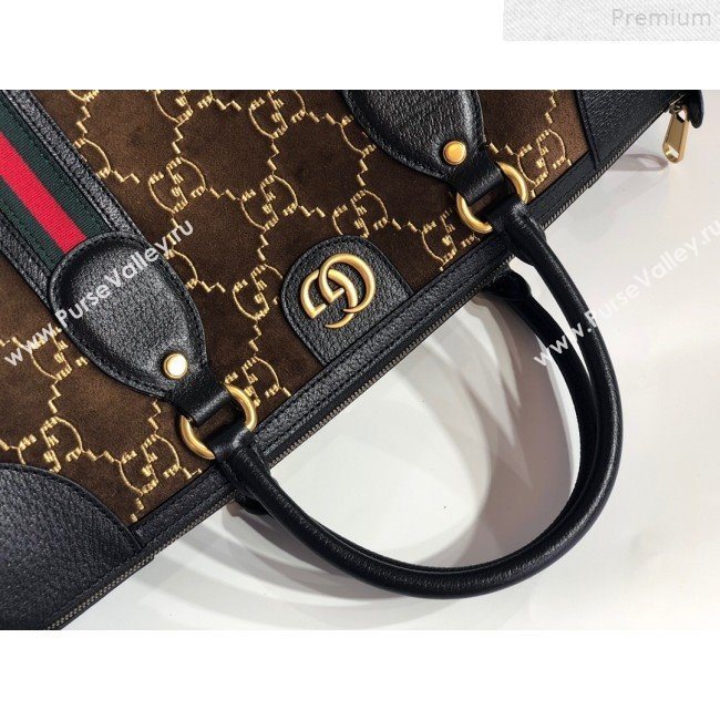 Gucci Medium GG Velvet Duffle Travel Bag 574966 Brown 2019 (BLWX-9072414)